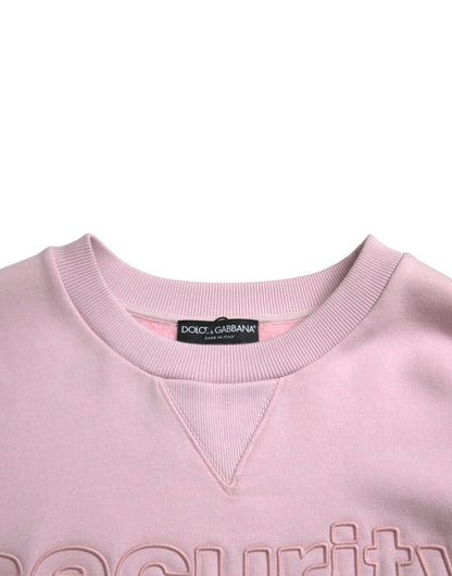 Dolce &amp; Gabbana Elegant Pink Crew Neck Logo Sweater