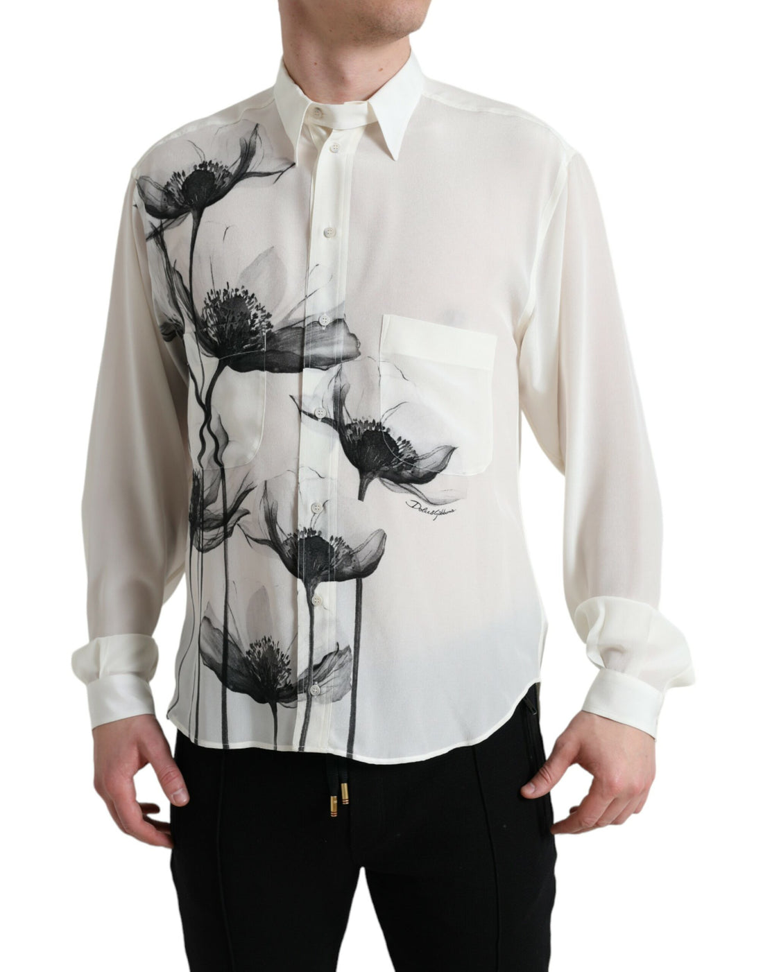 Dolce &amp; Gabbana Elegant Floral Silk Dress Shirt