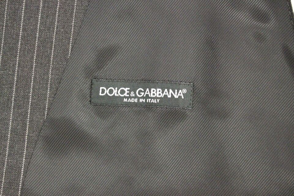 Dolce &amp; Gabbana Elegant Gray Striped Wool Dress Vest