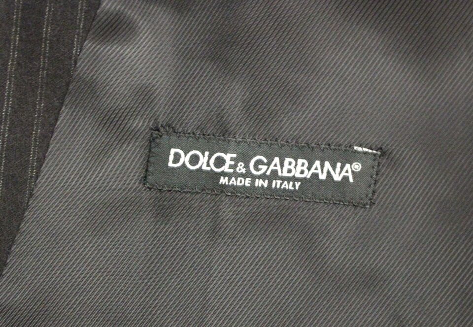 Dolce &amp; Gabbana Elegant Black Striped Wool Dress Vest