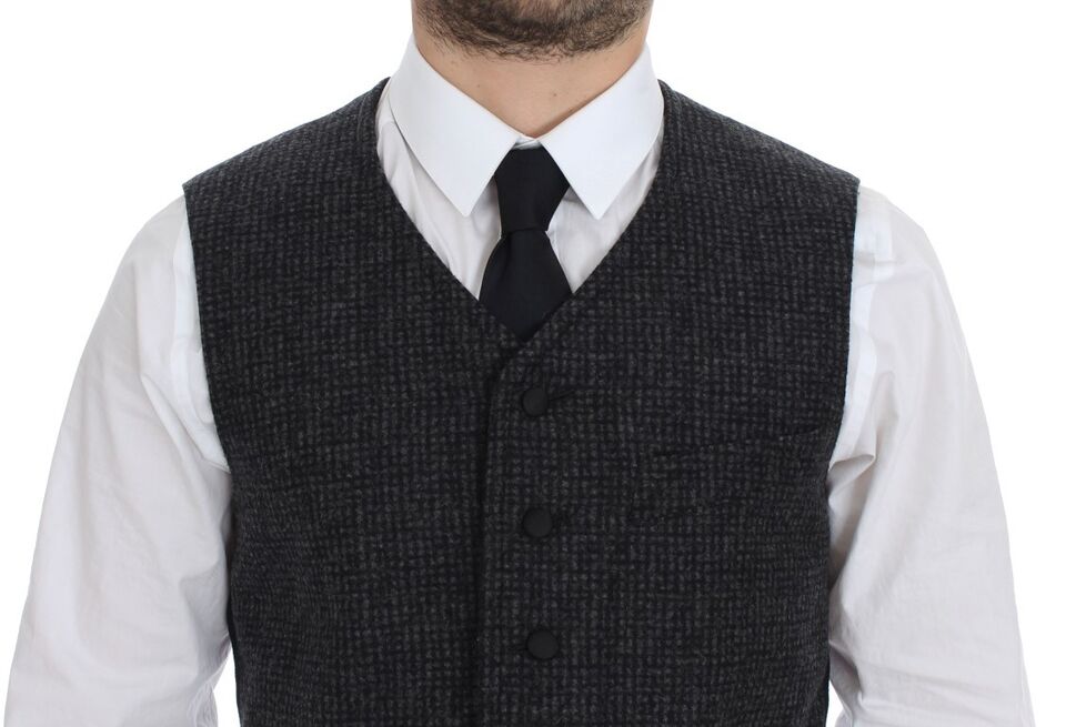 Dolce &amp; Gabbana Elegant Gray Wool Blend Dress Vest