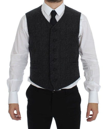 Dolce &amp; Gabbana Elegant Gray Wool Blend Dress Vest