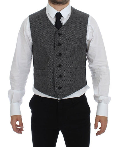 Dolce &amp; Gabbana Elegant Single Breasted Gray Dress Vest