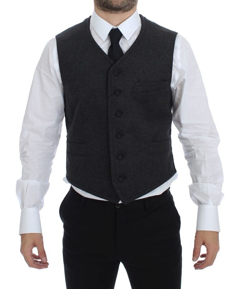 Dolce &amp; Gabbana Elegant Gray Wool Blend Dress Vest