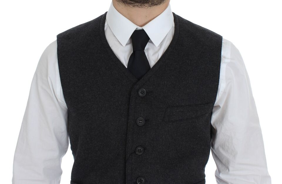 Dolce &amp; Gabbana Elegant Gray Wool Blend Dress Vest