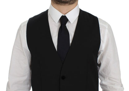 Dolce &amp; Gabbana Elegant Black Wool Formal Dress Vest