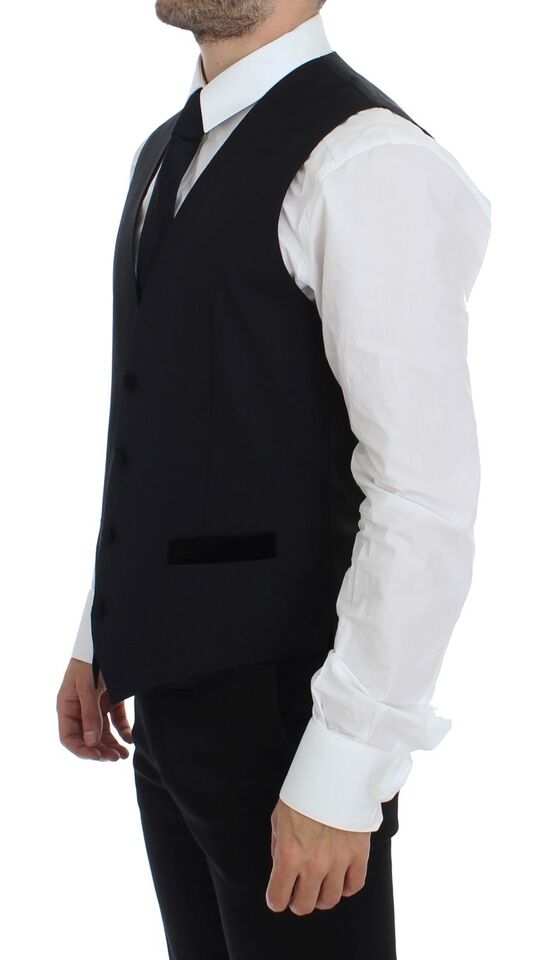 Dolce &amp; Gabbana Elegant Black Wool Formal Dress Vest