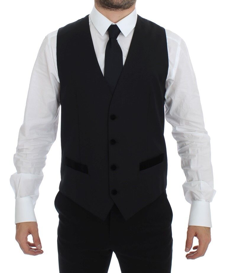 Dolce &amp; Gabbana Elegant Black Wool Formal Dress Vest