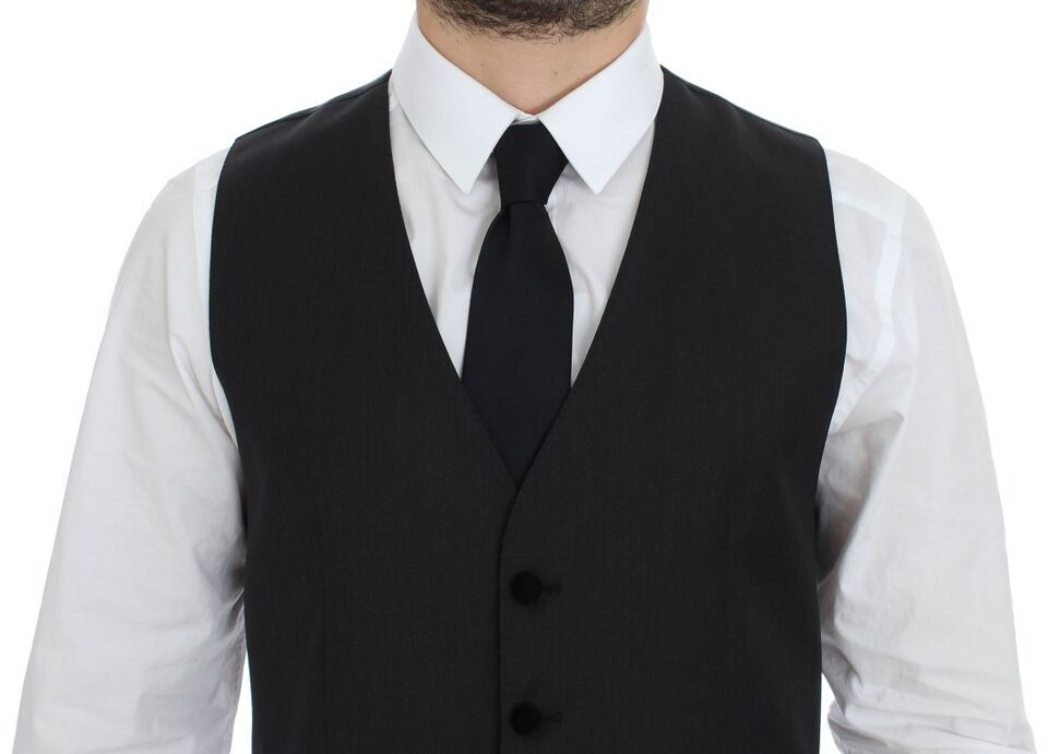 Dolce &amp; Gabbana Elegant Gray Wool Dress Vest