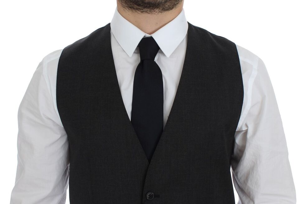 Dolce &amp; Gabbana Elegant Gray Wool Formal Dress Vest