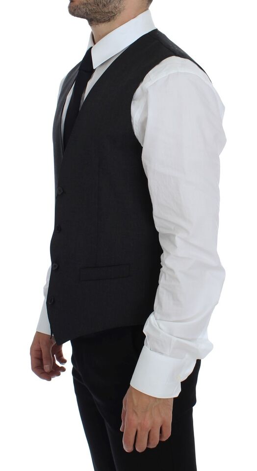 Dolce &amp; Gabbana Elegant Gray Wool Formal Dress Vest