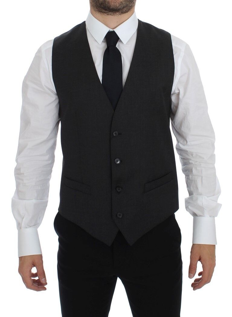 Dolce &amp; Gabbana Elegant Gray Wool Formal Dress Vest