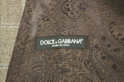 Dolce &amp; Gabbana Elegant Brown Checkered Wool Dress Vest