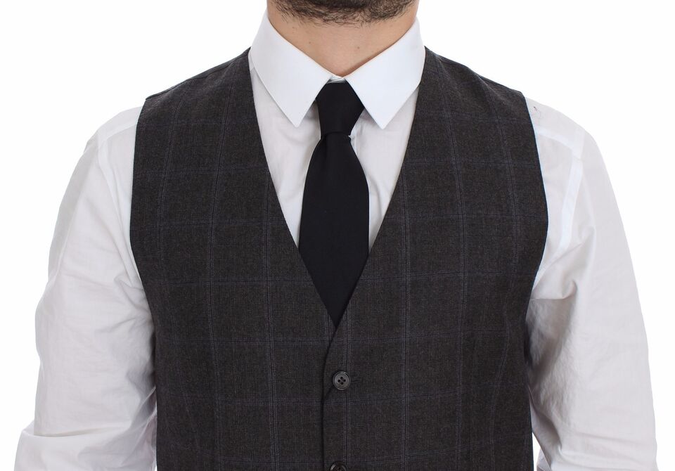 Dolce &amp; Gabbana Elegant Checkered Wool Dress Vest