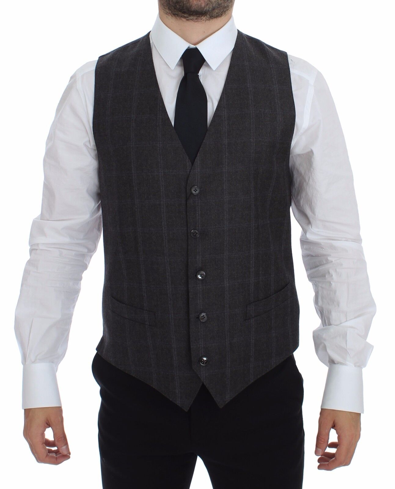 Dolce &amp; Gabbana Elegant Checkered Wool Dress Vest