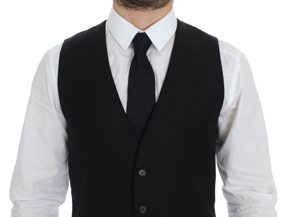 Dolce &amp; Gabbana Elegant Black Wool Dress Vest