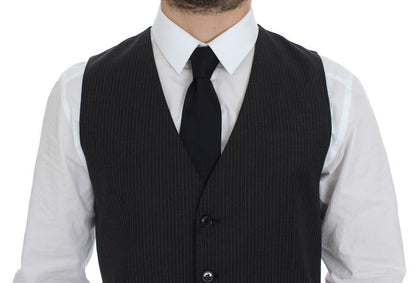 Dolce &amp; Gabbana Elegant Gray Striped Dress Vest