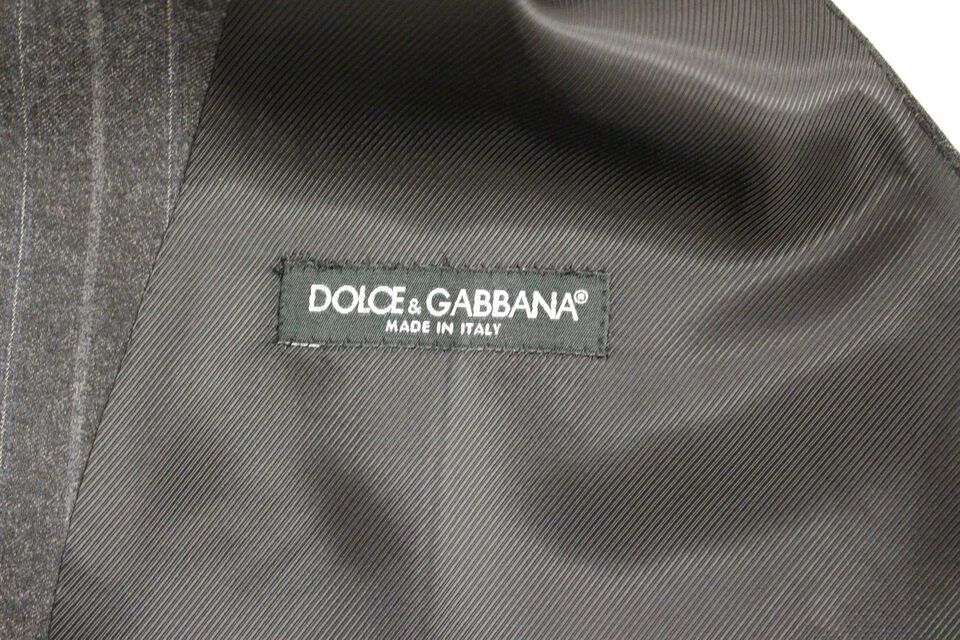 Dolce &amp; Gabbana Elegant Gray Striped Dress Vest