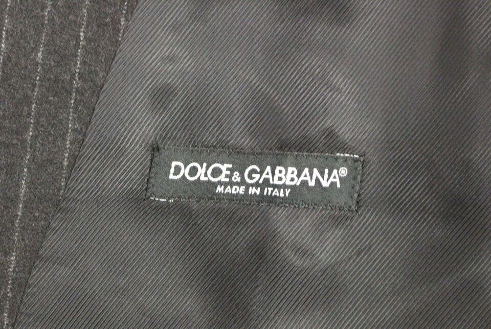 Dolce &amp; Gabbana Elegant Gray Striped Wool Dress Vest