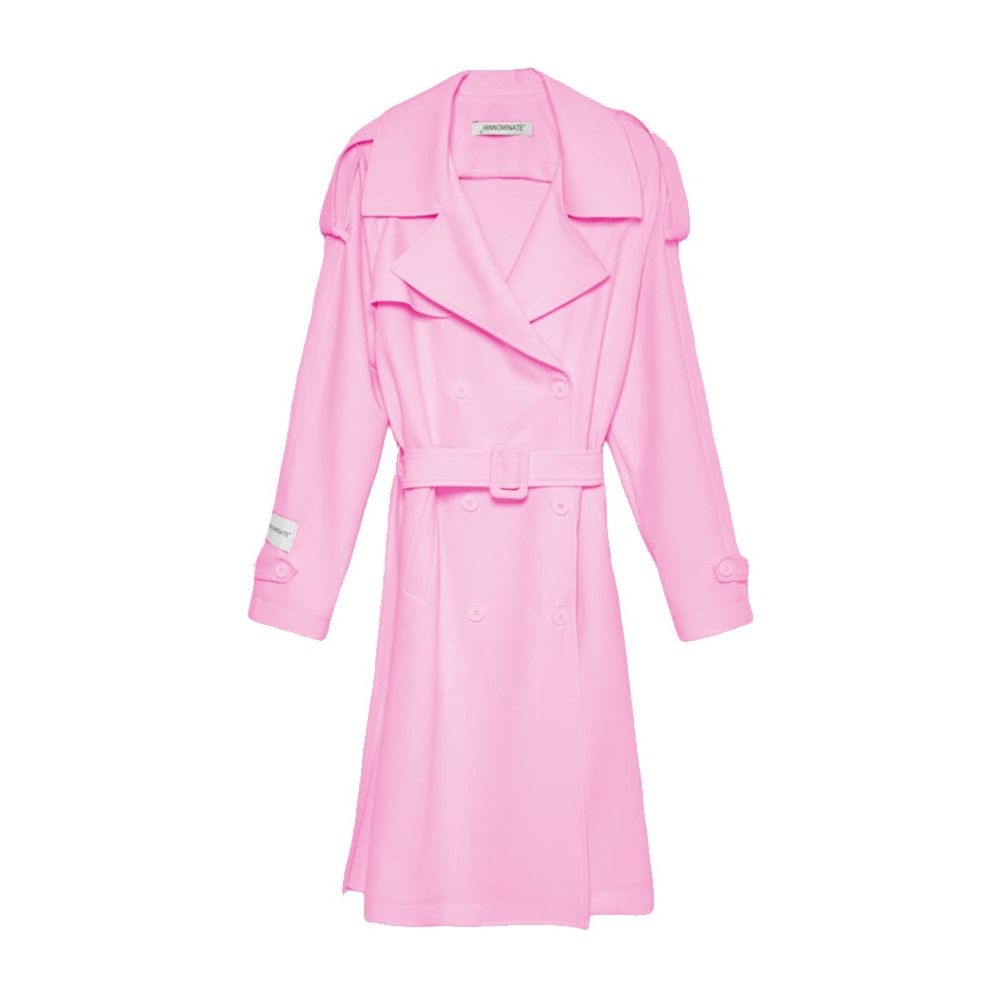 Hinnominate Chic Double-Breasted Pink Trench Coat