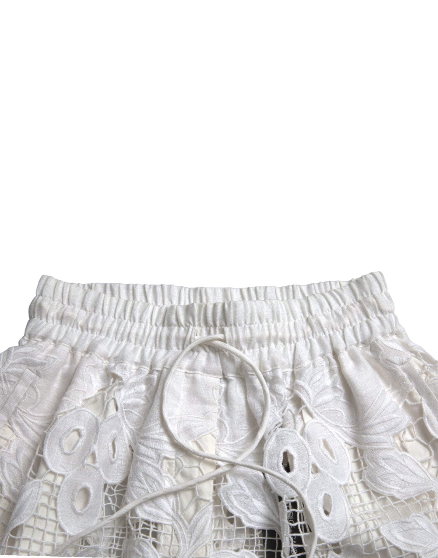 Dolce &amp; Gabbana Chic High-Waisted Lace Shorts in Pure White