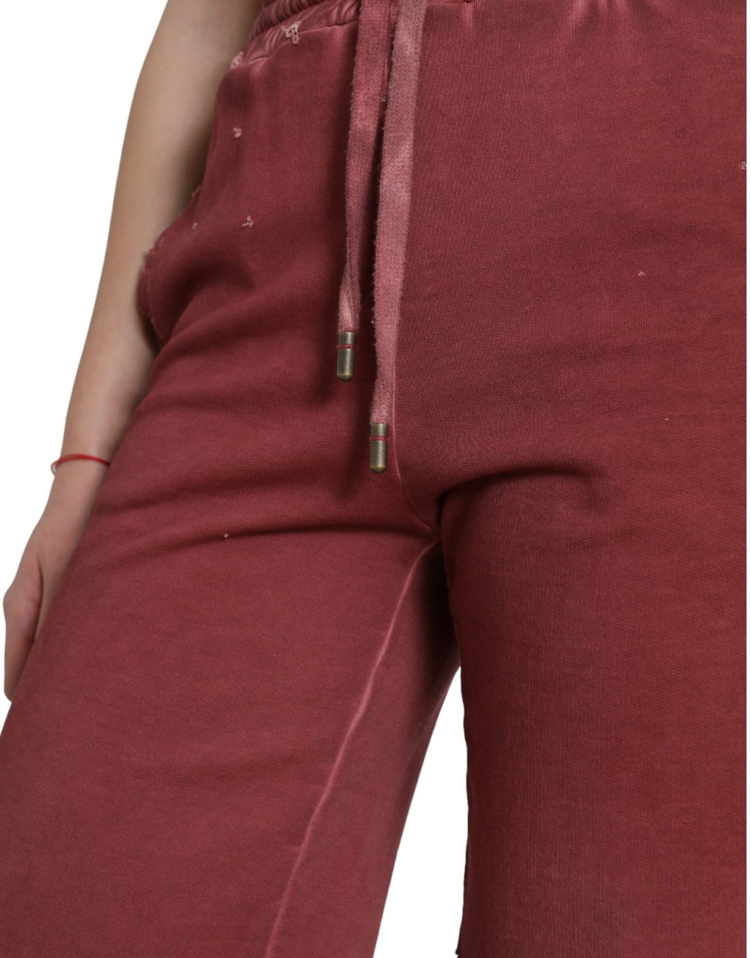 Dolce &amp; Gabbana Chic Maroon High-Waist Designer Sweatshorts