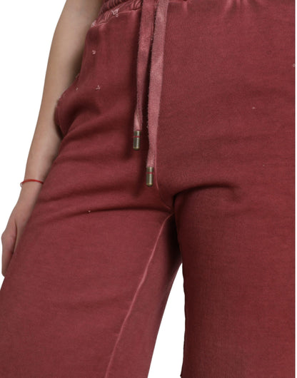 Dolce &amp; Gabbana Chic Maroon High-Waist Designer Sweatshorts