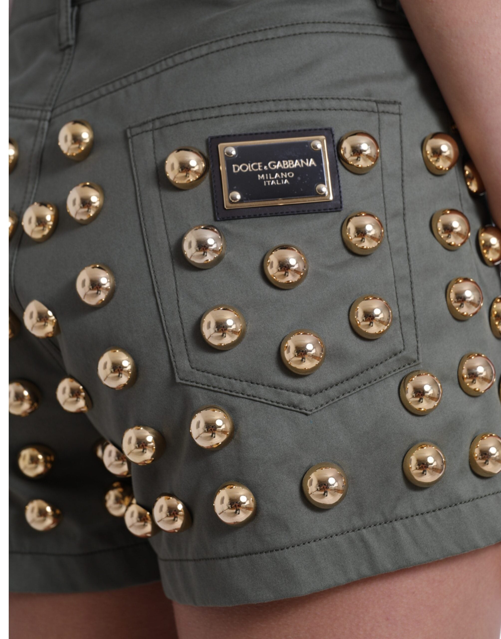 Dolce &amp; Gabbana Emerald High Waist Embellished Shorts