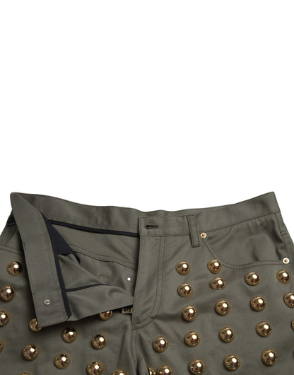 Dolce &amp; Gabbana Emerald High Waist Embellished Shorts