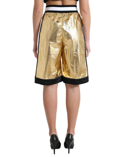 Dolce &amp; Gabbana Elevated Elegance: High Waist Golden Shorts