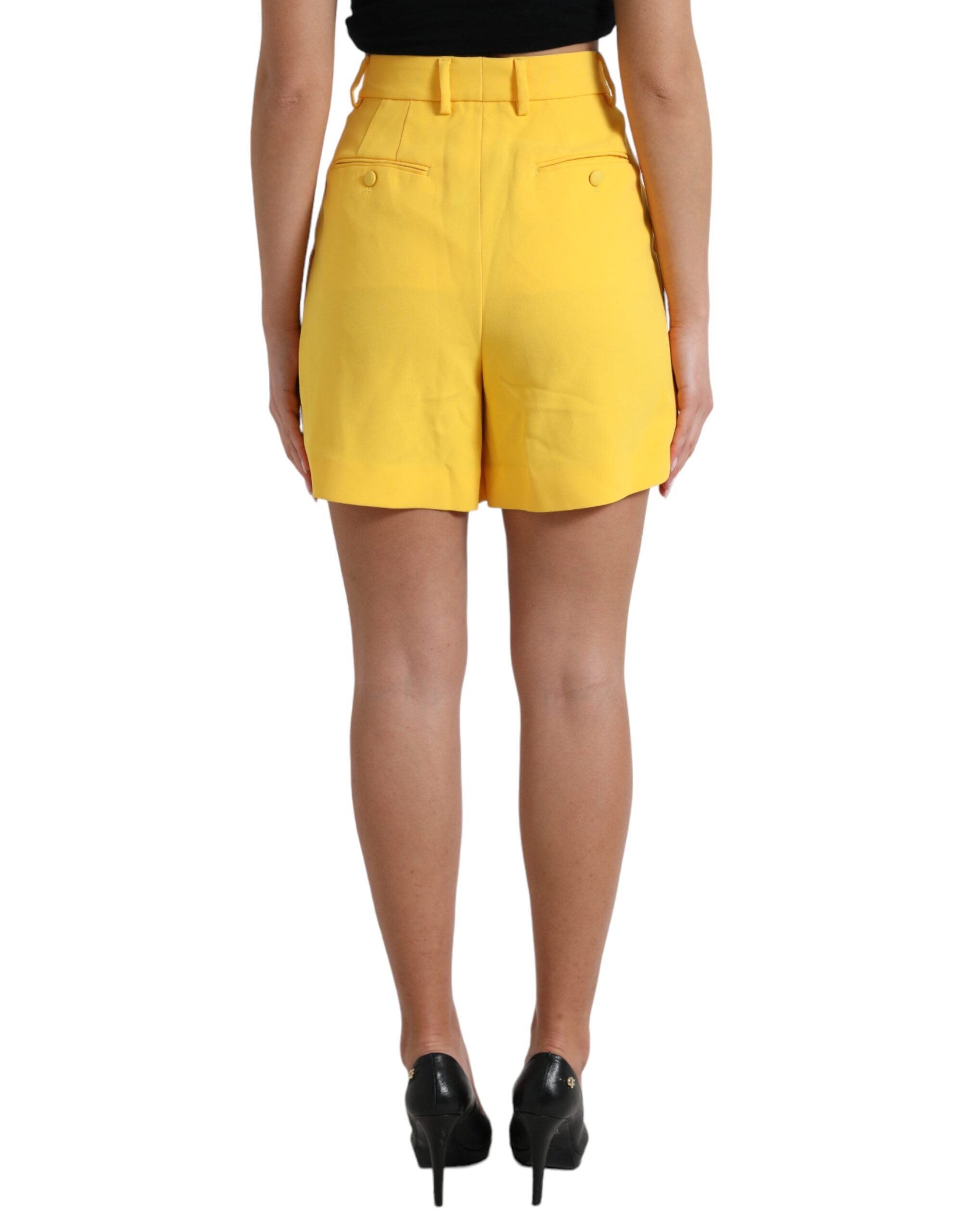 Dolce &amp; Gabbana Elegant High Waist Bermuda Shorts in Sunny Yellow