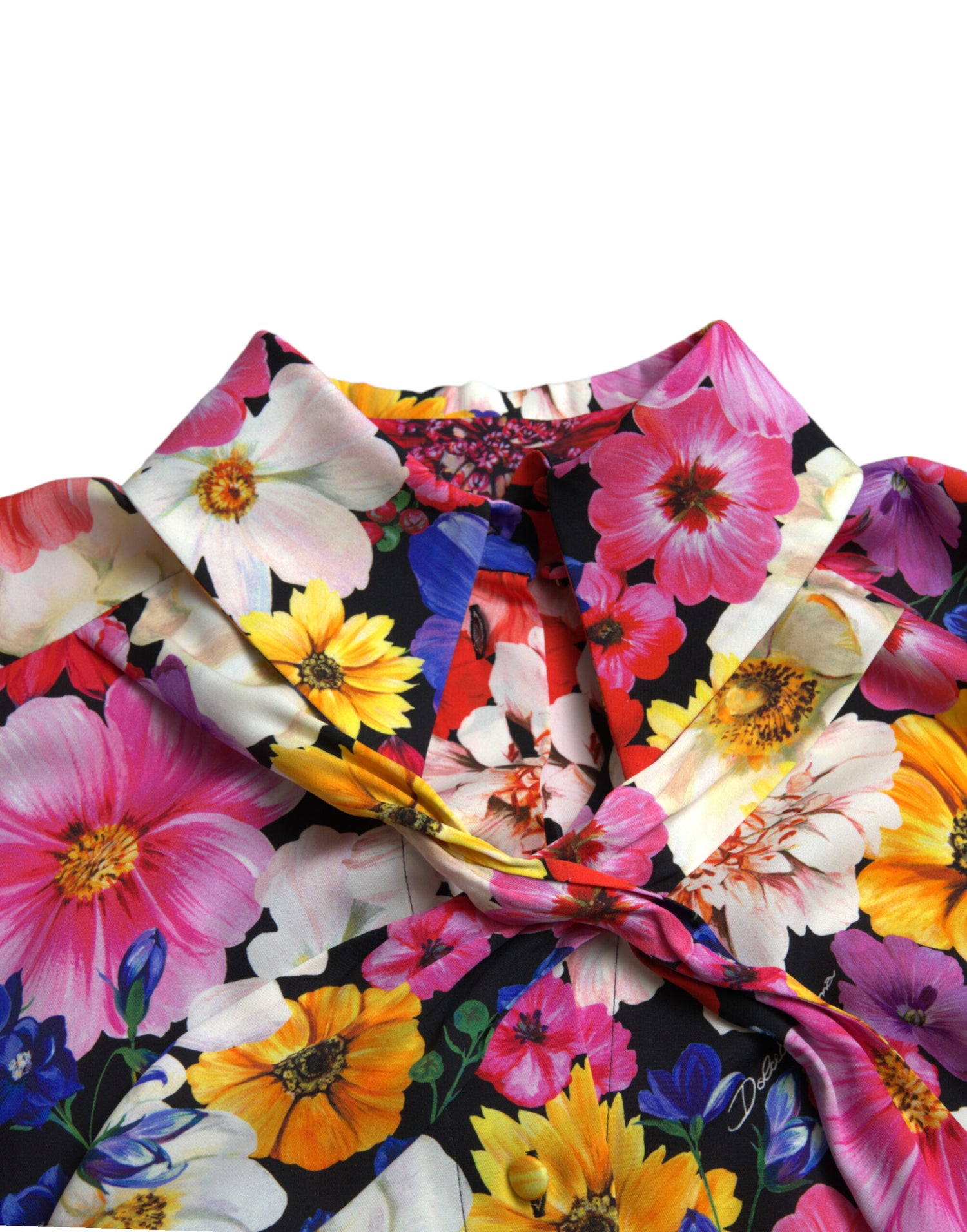 Dolce &amp; Gabbana Floral Silk Blouse with Front Tie Fastening