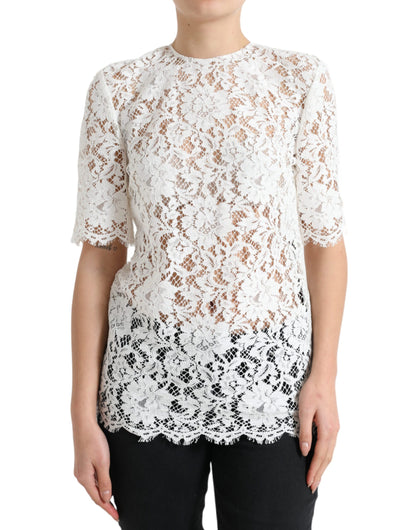 Dolce &amp; Gabbana Elegant White Lace Blouse