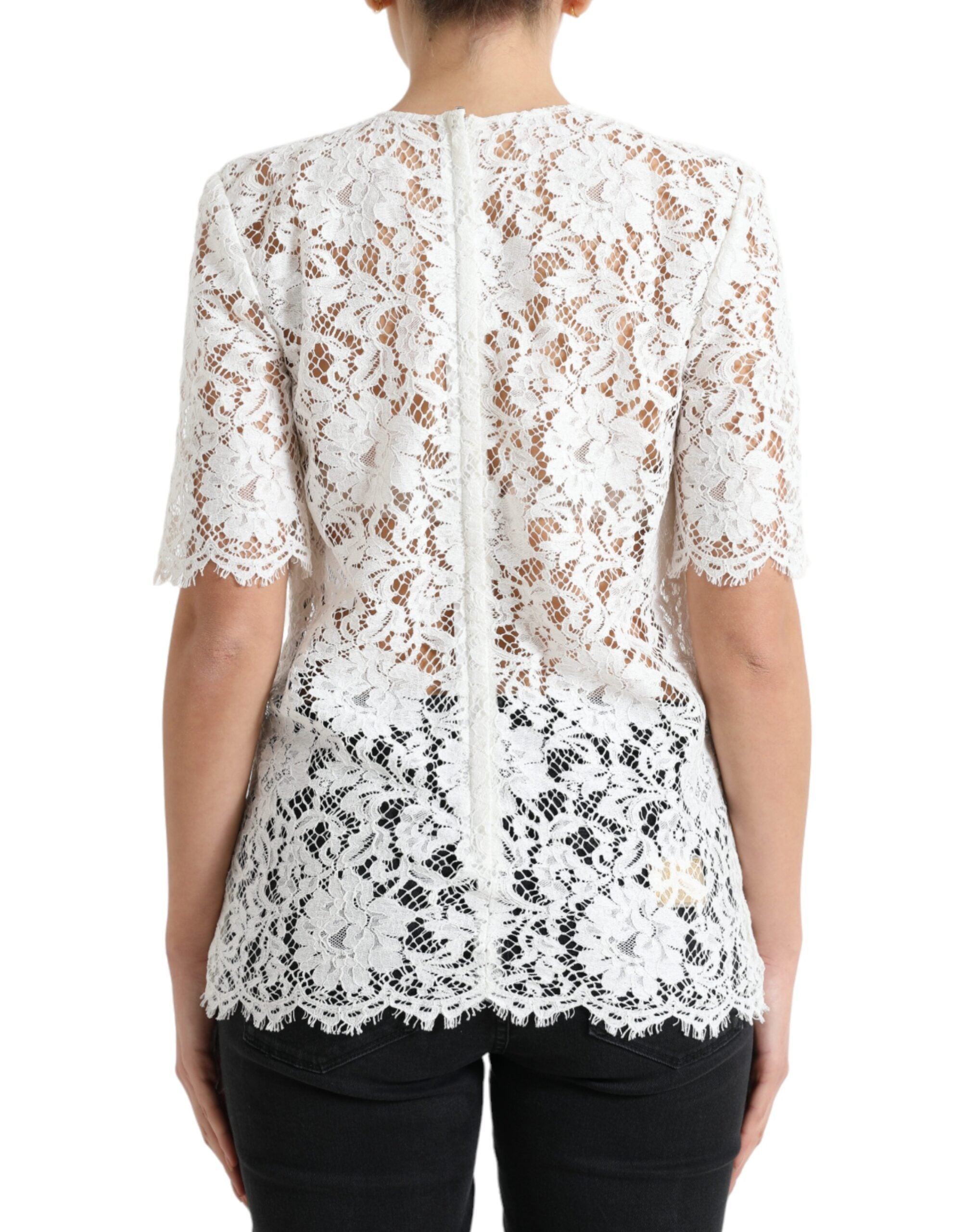 Dolce &amp; Gabbana Elegant White Lace Blouse