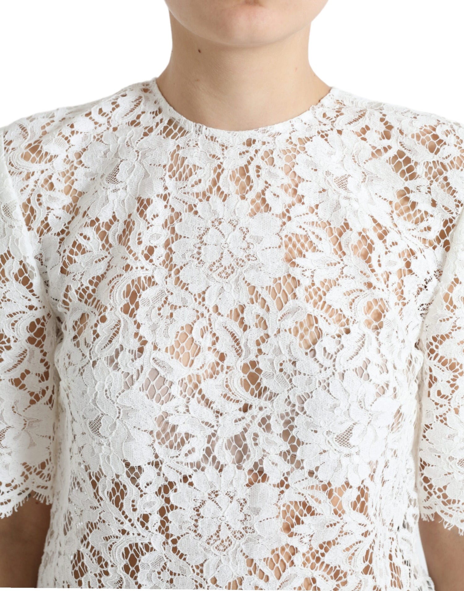 Dolce &amp; Gabbana Elegant White Lace Blouse