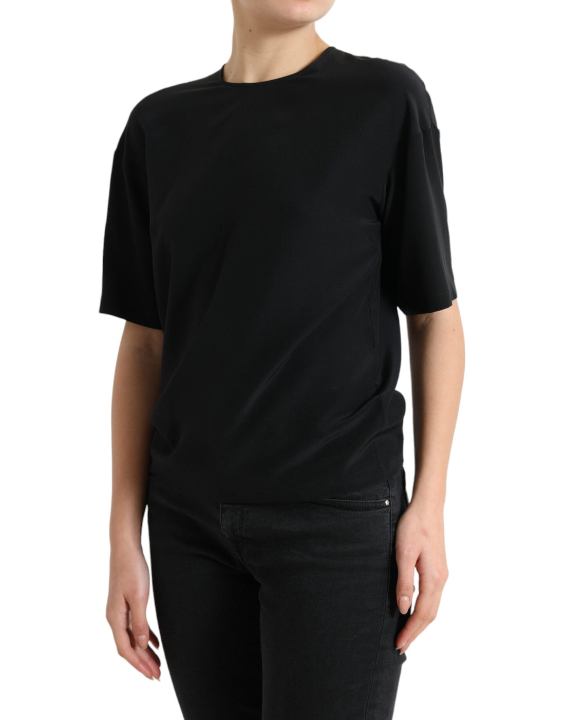 Dolce &amp; Gabbana Elegant Silk Blend Round Neck Blouse