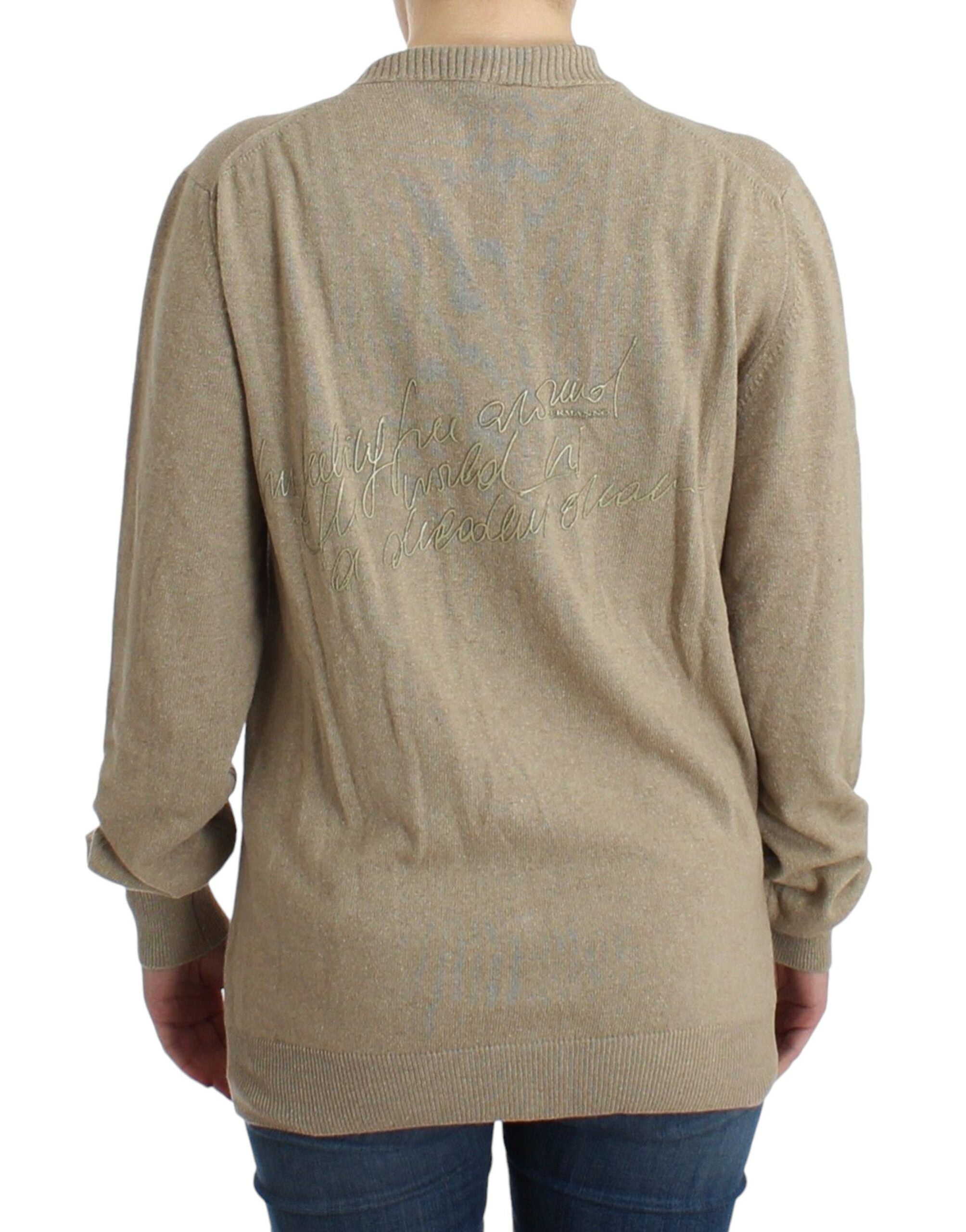 Ermanno Scervino Beige Deep V-Neck Luxury Cardigan