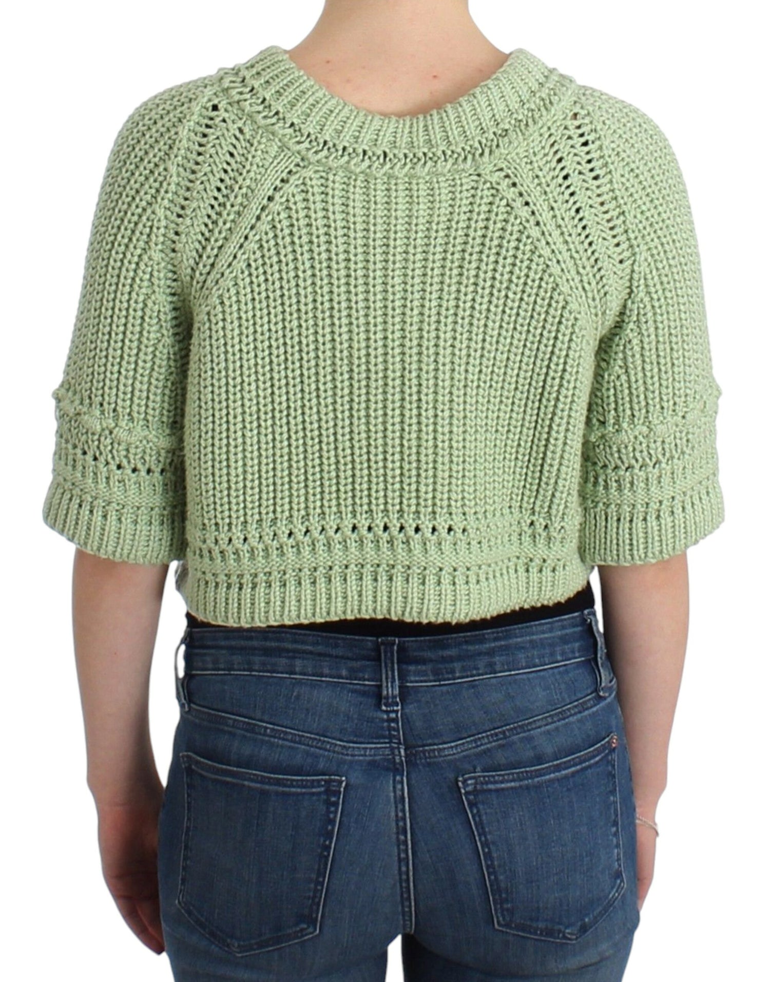 Ermanno Scervino Chic Green Cropped Cotton Sweater