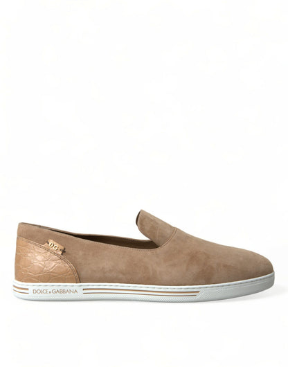 Dolce &amp; Gabbana Elegant Beige Leather Loafers