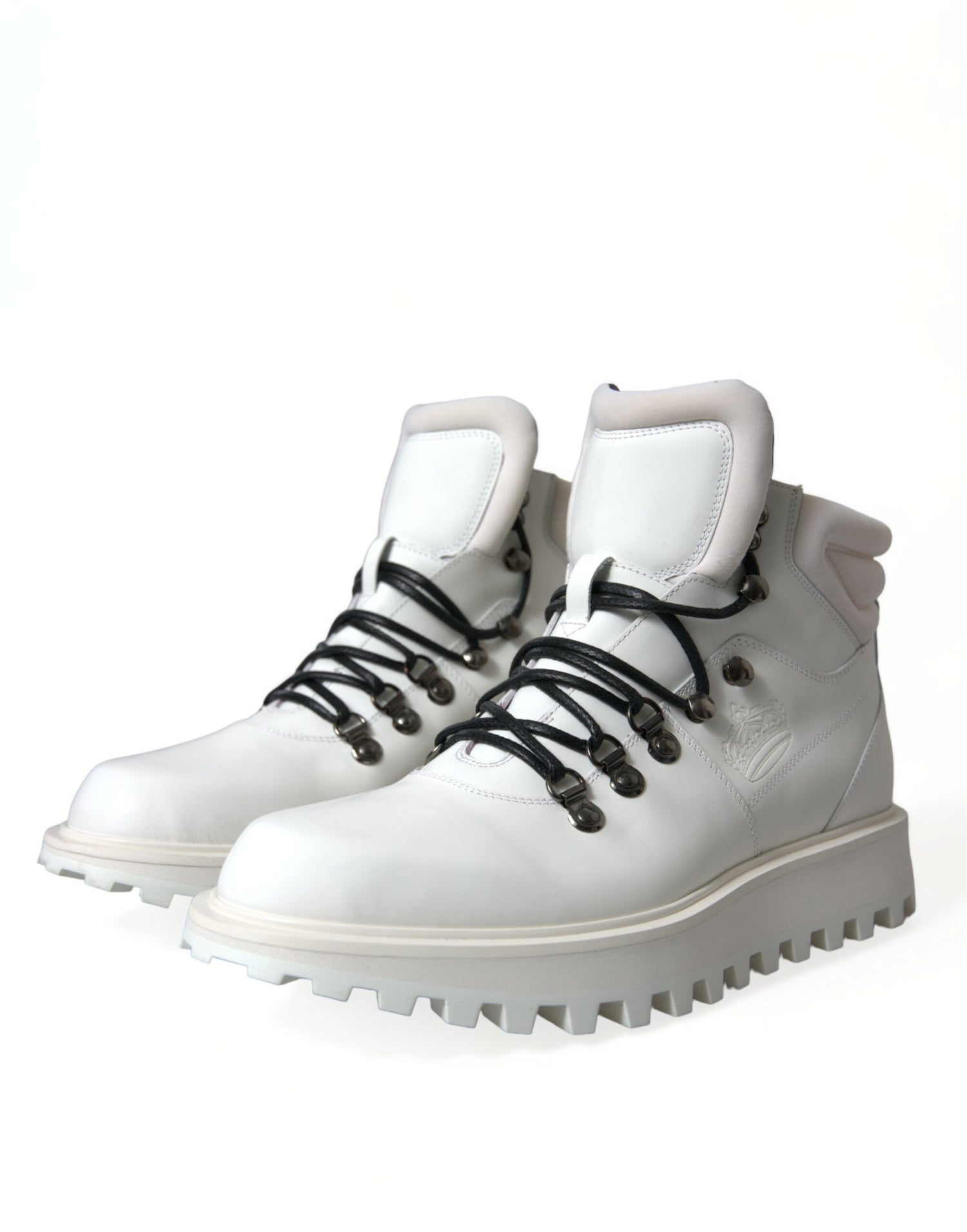 Dolce &amp; Gabbana Elegant White Leather Ankle Boots