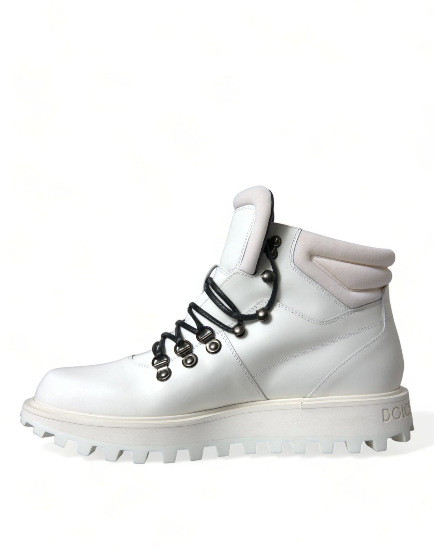 Dolce &amp; Gabbana Elegant White Leather Ankle Boots