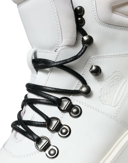 Dolce &amp; Gabbana Elegant White Leather Ankle Boots