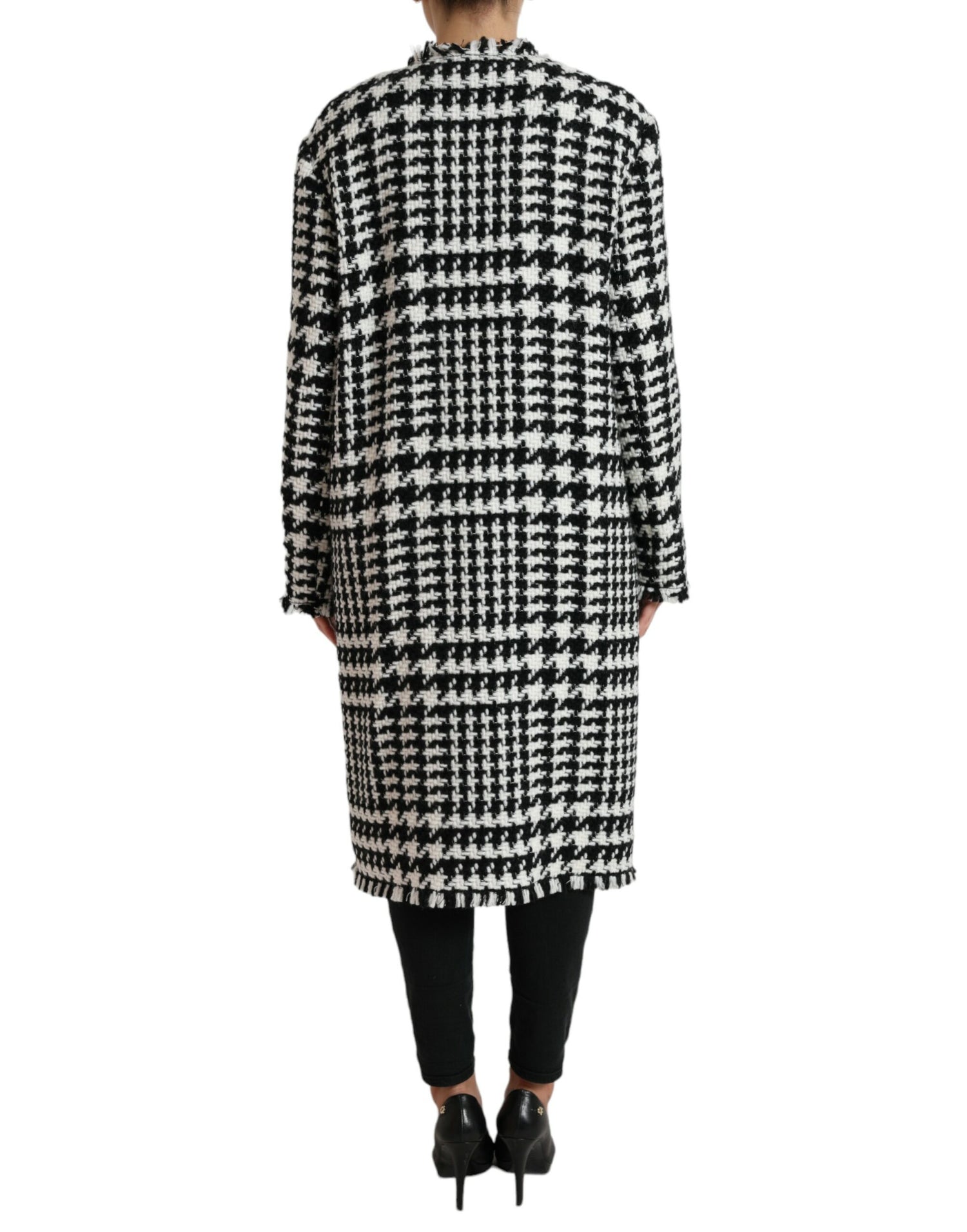 Dolce &amp; Gabbana Elegant Houndstooth Long Trench Coat