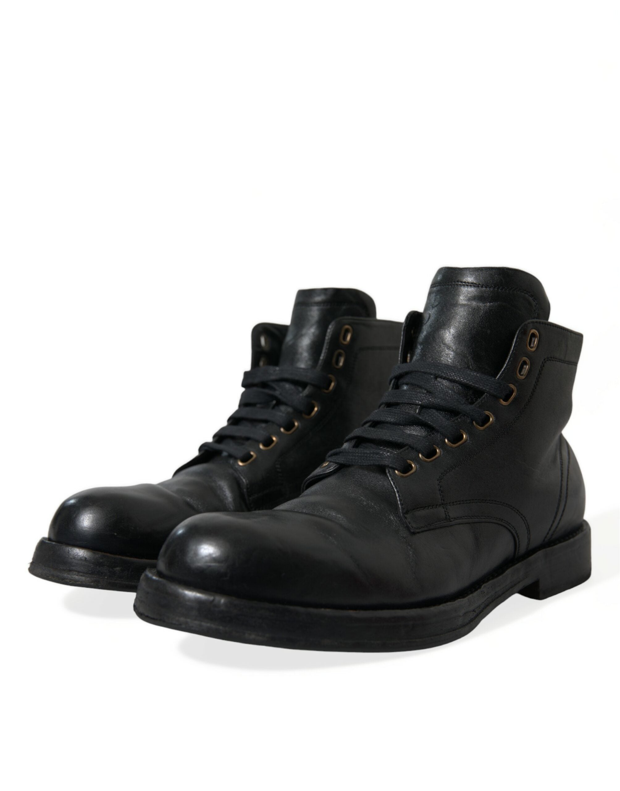 Dolce &amp; Gabbana Elegant Black Horse Leather Ankle Boots