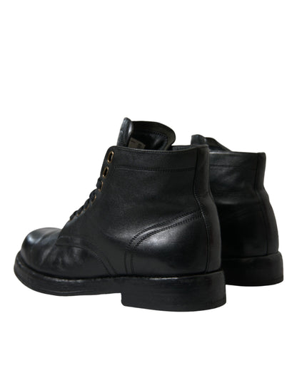 Dolce &amp; Gabbana Elegant Black Horse Leather Ankle Boots