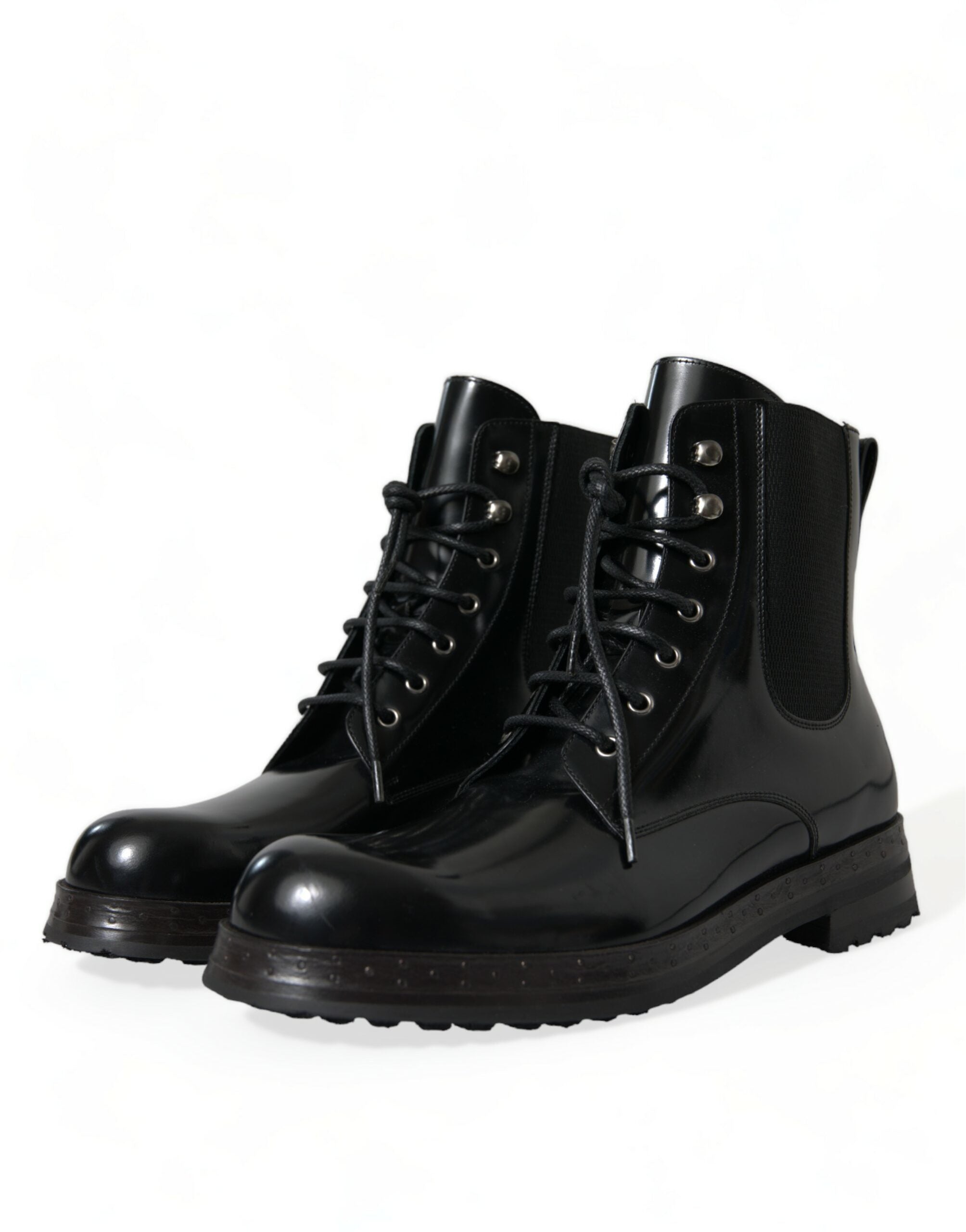 Dolce &amp; Gabbana Elegant Black Leather Mid Calf Men&