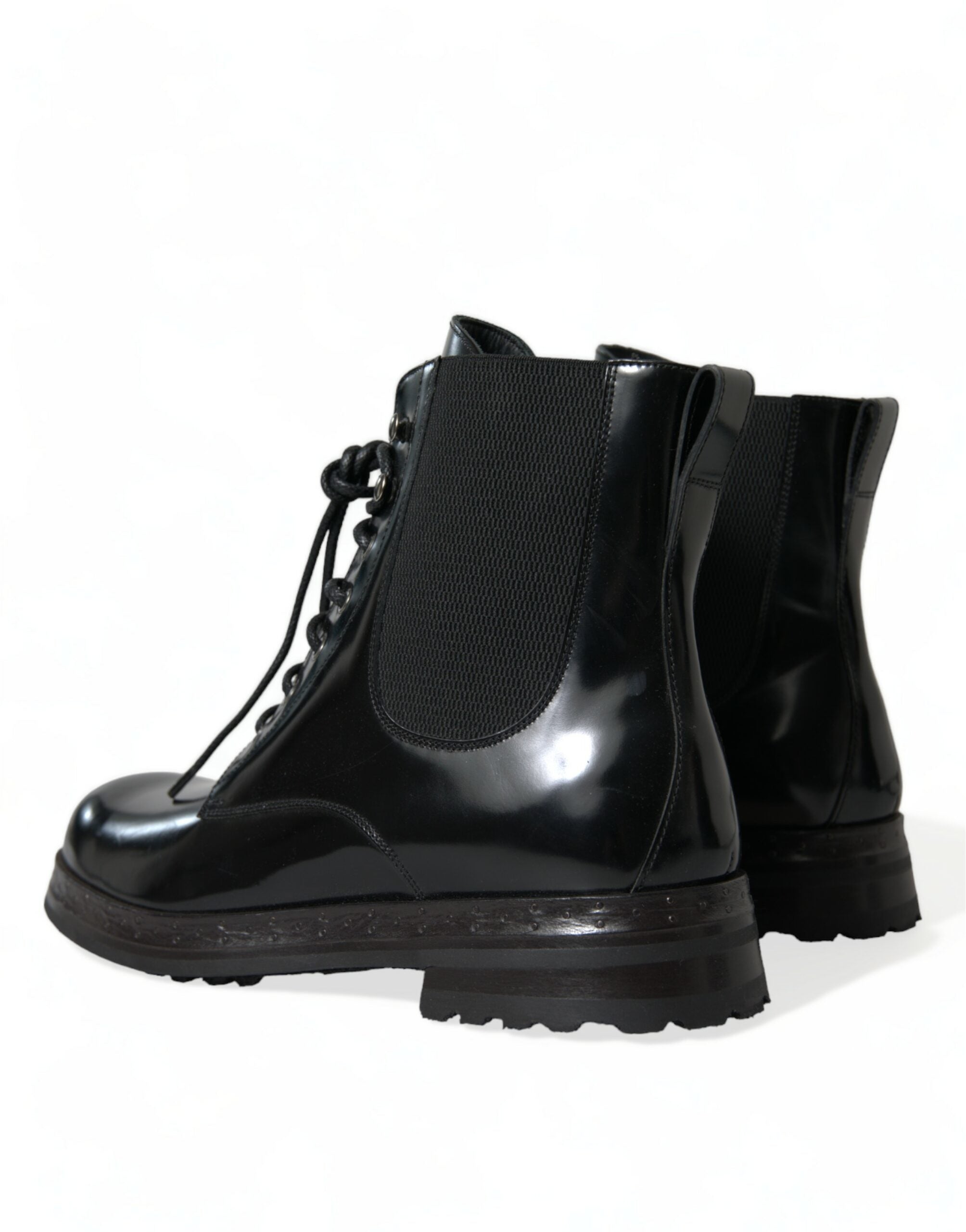 Dolce &amp; Gabbana Elegant Black Leather Mid Calf Men&