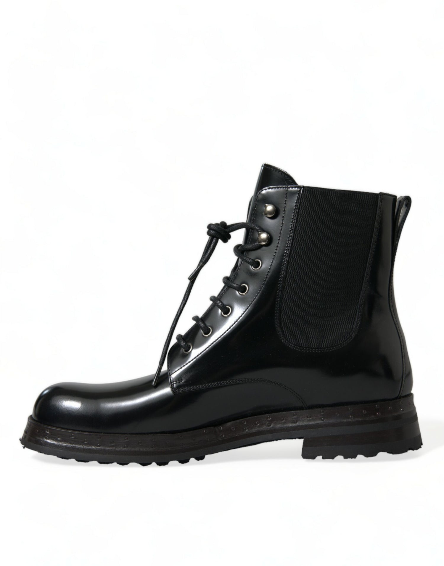 Dolce &amp; Gabbana Elegant Black Leather Mid Calf Men&