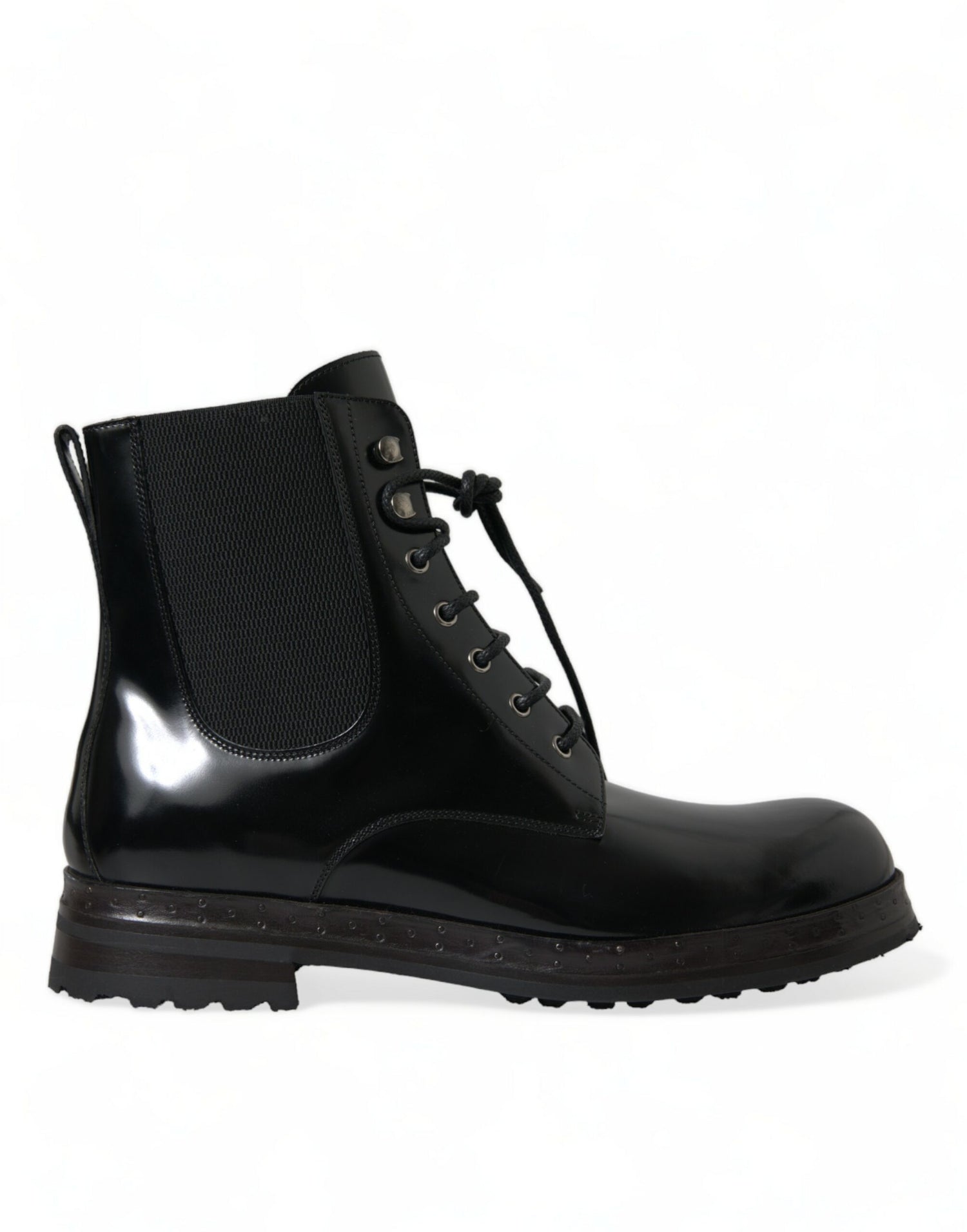 Dolce &amp; Gabbana Elegant Black Leather Mid Calf Men&