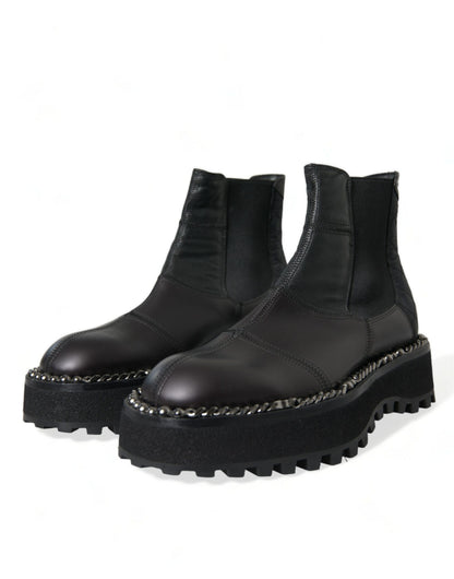 Dolce &amp; Gabbana Elegant Black Chelsea Slip-On Boots